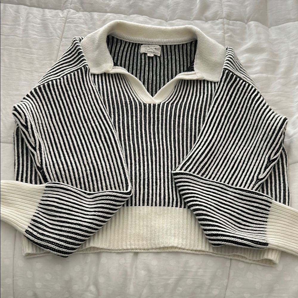 Thread & Supply Black and White V-Neck Sweater